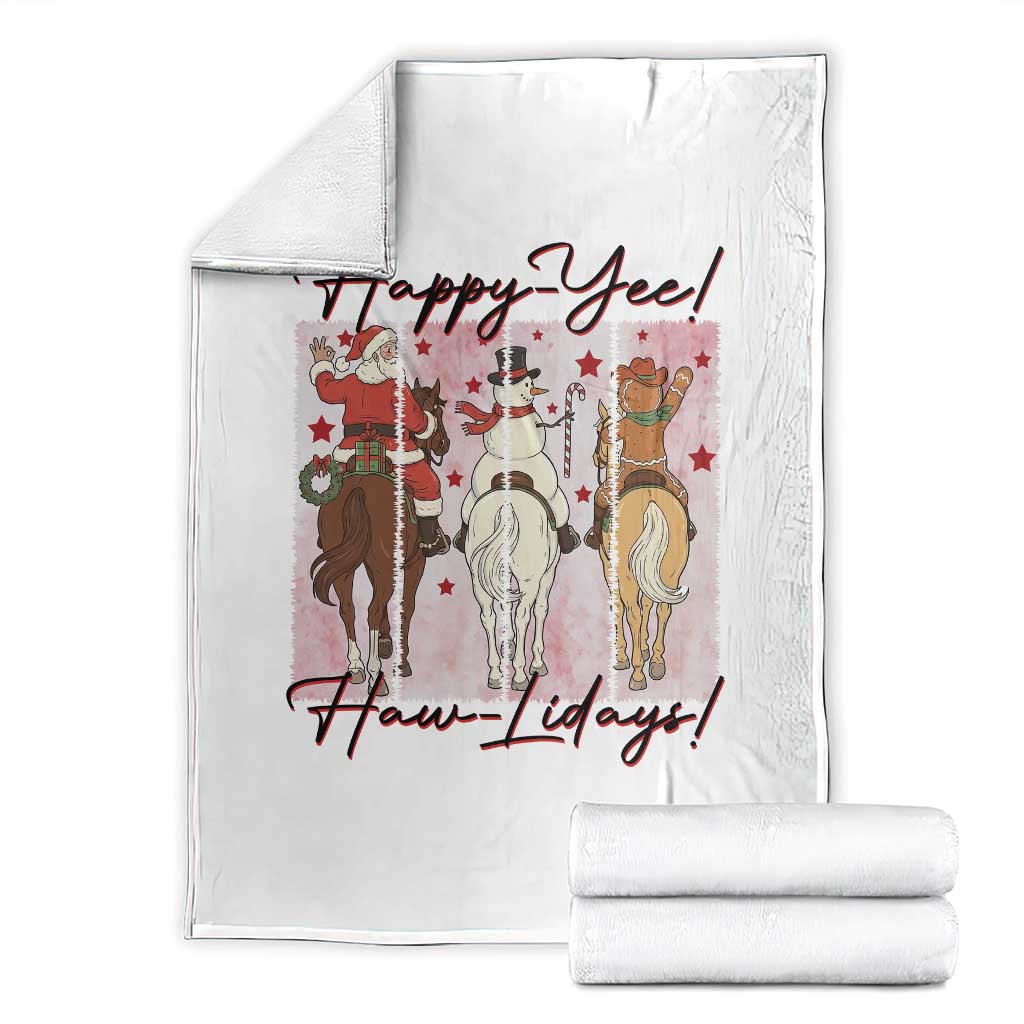 Western Christmas Horse Rider Throw Blanket Happy Yee Haw Lidays - Wonder Print Shop