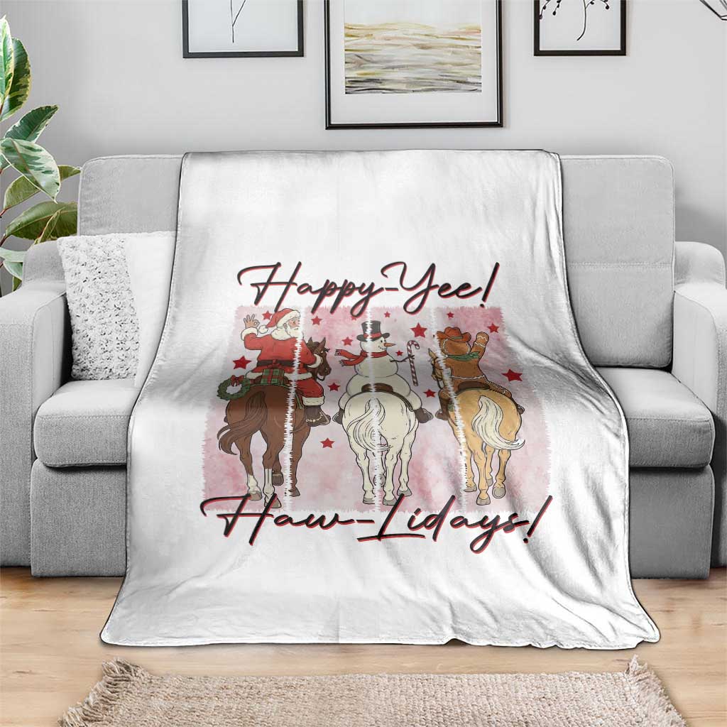 Western Christmas Horse Rider Throw Blanket Happy Yee Haw Lidays - Wonder Print Shop