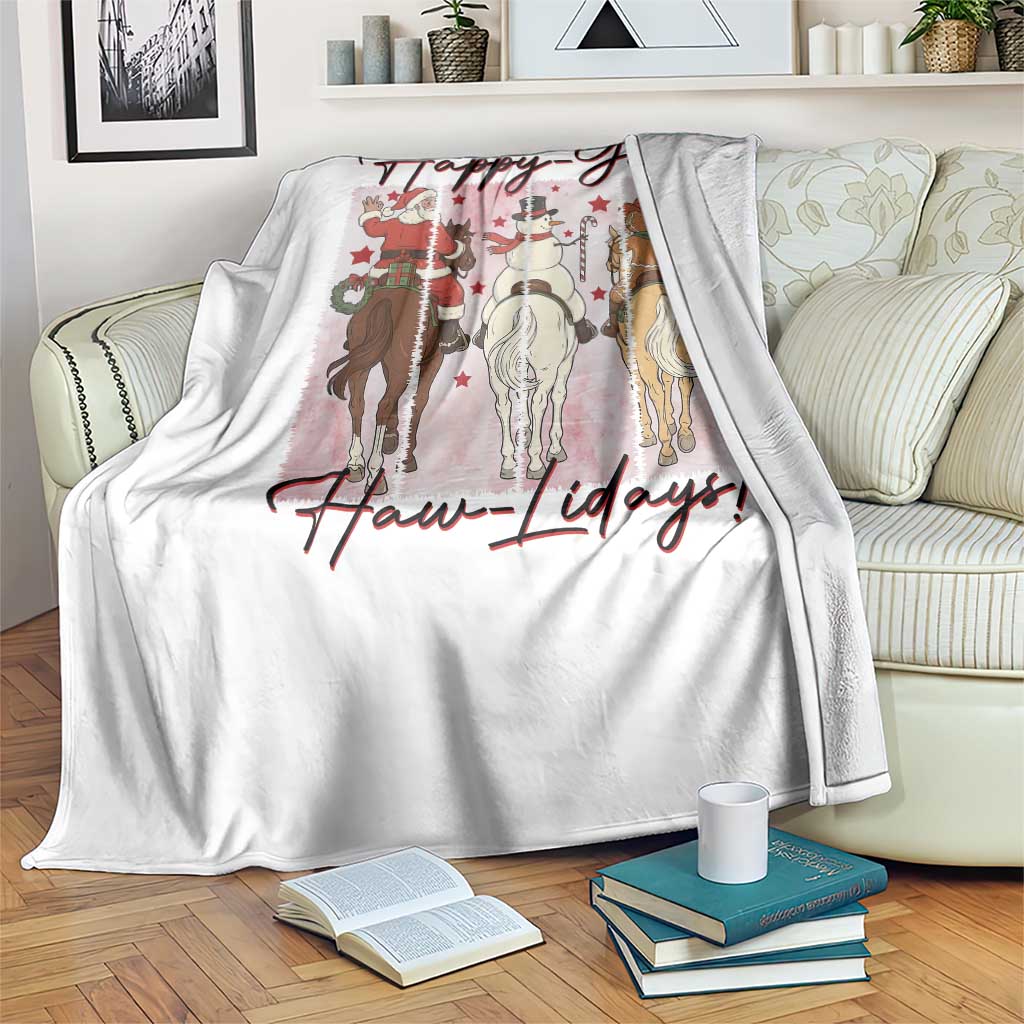 Western Christmas Horse Rider Throw Blanket Happy Yee Haw Lidays - Wonder Print Shop