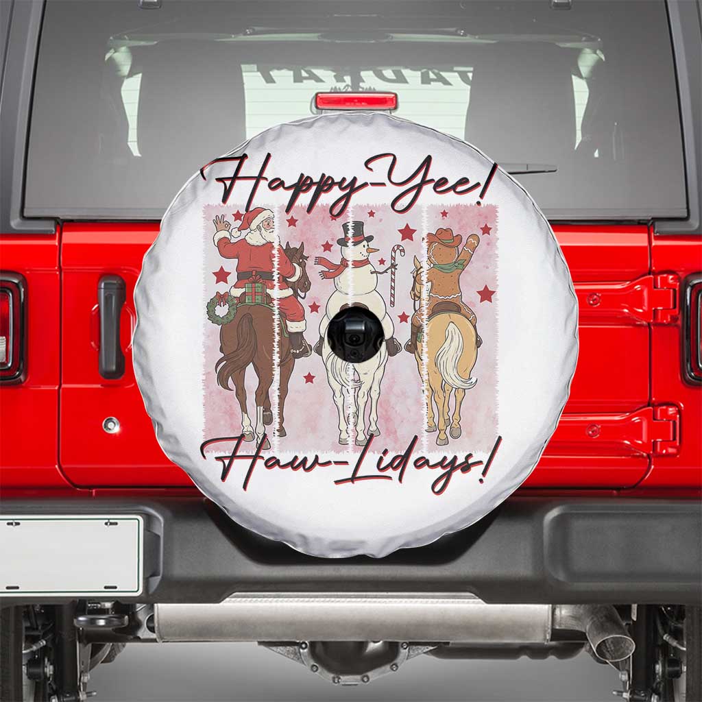 Western Christmas Horse Rider Spare Tire Cover Happy Yee Haw Lidays - Wonder Print Shop