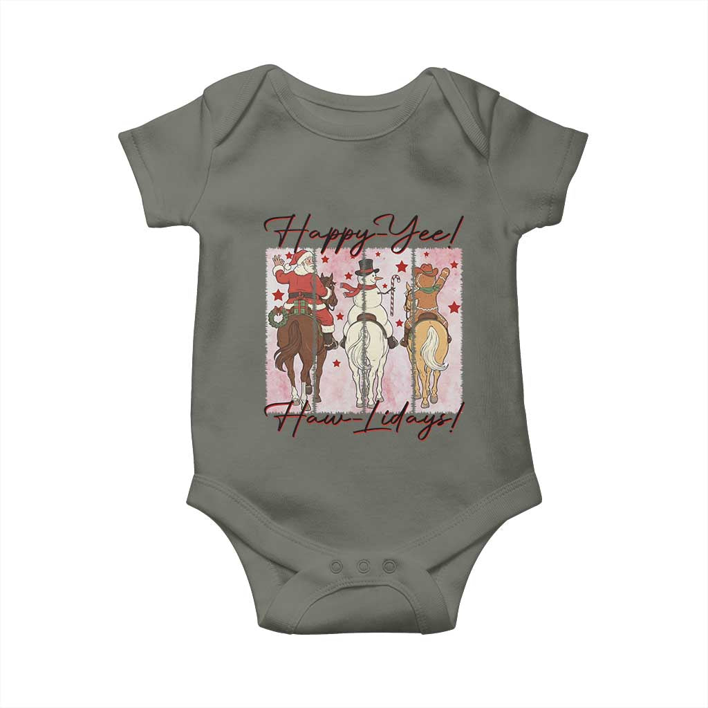 Western Christmas Horse Rider Baby Onesie Happy Yee Haw Lidays - Wonder Print Shop