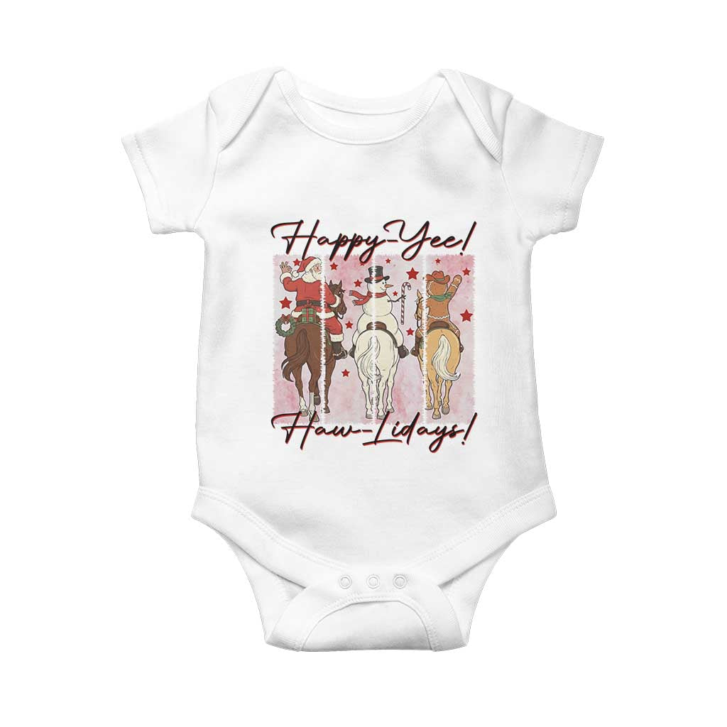 Western Christmas Horse Rider Baby Onesie Happy Yee Haw Lidays - Wonder Print Shop