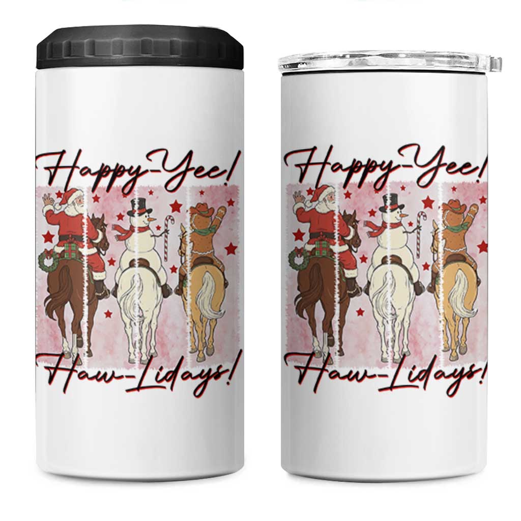 Western Christmas Horse Rider 4 in 1 Can Cooler Tumbler Happy Yee Haw Lidays - Wonder Print Shop