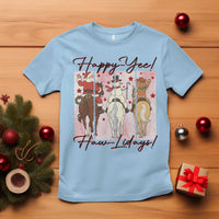 Western Christmas Horse Rider T Shirt Happy Yee Haw Lidays - Wonder Print Shop