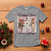 Western Christmas Horse Rider T Shirt Happy Yee Haw Lidays - Wonder Print Shop