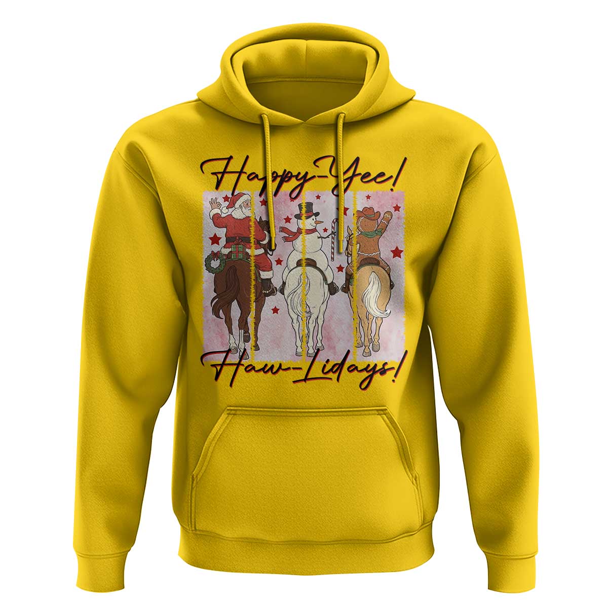 Western Christmas Horse Rider Hoodie Happy Yee Haw Lidays - Wonder Print Shop