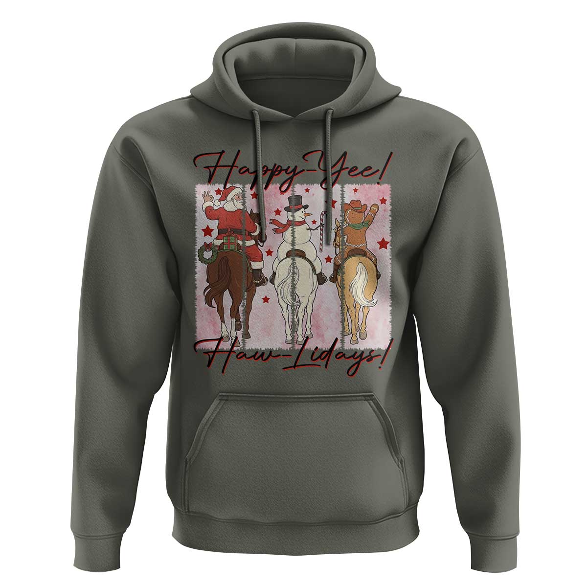 Western Christmas Horse Rider Hoodie Happy Yee Haw Lidays - Wonder Print Shop