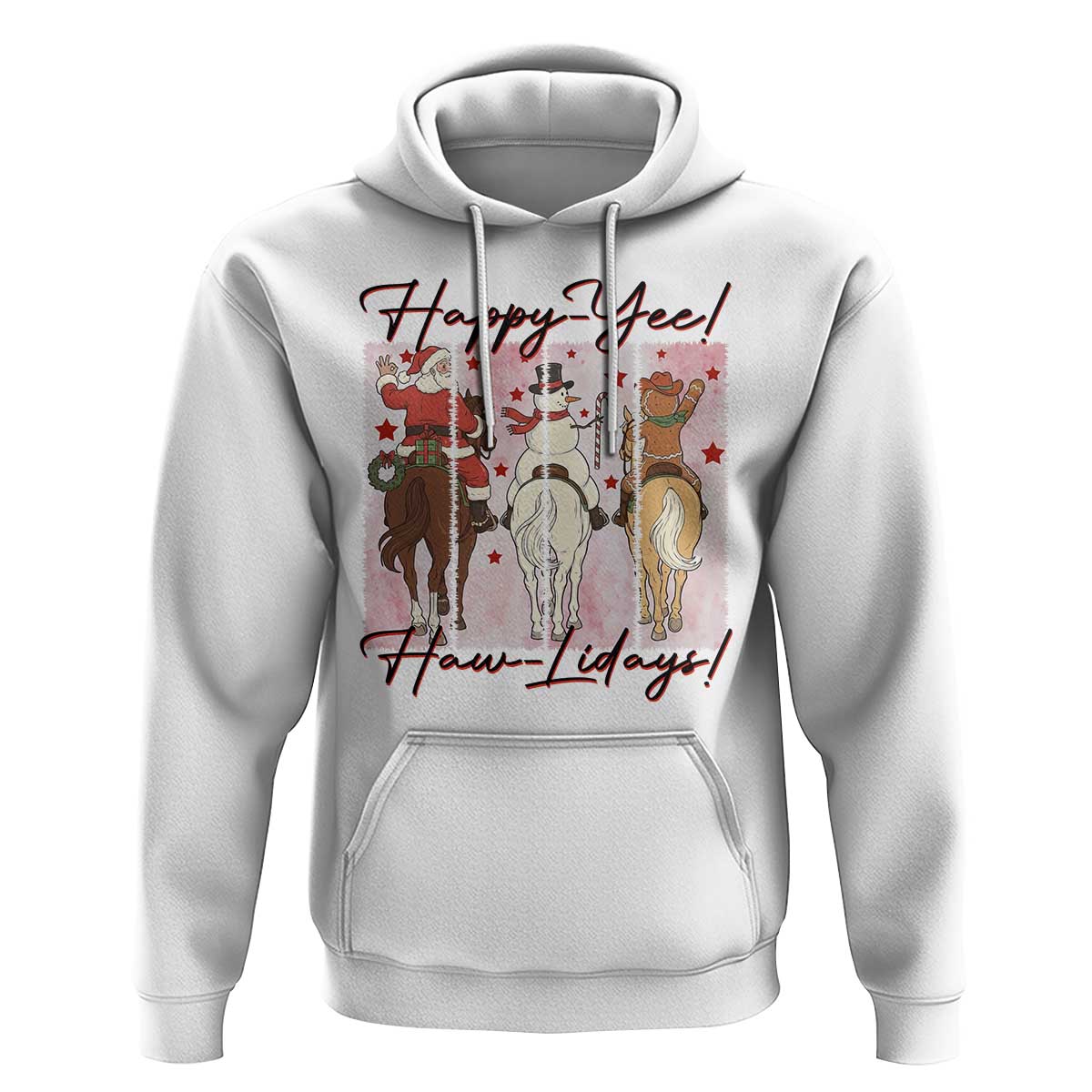 Western Christmas Horse Rider Hoodie Happy Yee Haw Lidays - Wonder Print Shop
