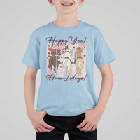 Western Christmas Horse Rider T Shirt For Kid Happy Yee Haw Lidays - Wonder Print Shop