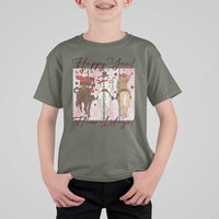 Western Christmas Horse Rider T Shirt For Kid Happy Yee Haw Lidays - Wonder Print Shop