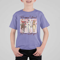 Western Christmas Horse Rider T Shirt For Kid Happy Yee Haw Lidays - Wonder Print Shop