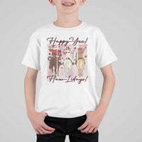 Western Christmas Horse Rider T Shirt For Kid Happy Yee Haw Lidays - Wonder Print Shop