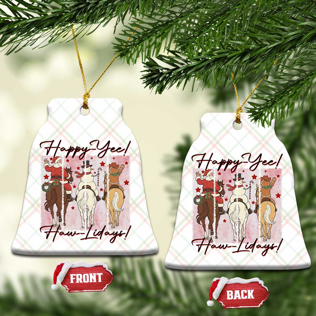 Western Christmas Horse Rider Ceramic Ornament Happy Yee Haw Lidays - Wonder Print Shop