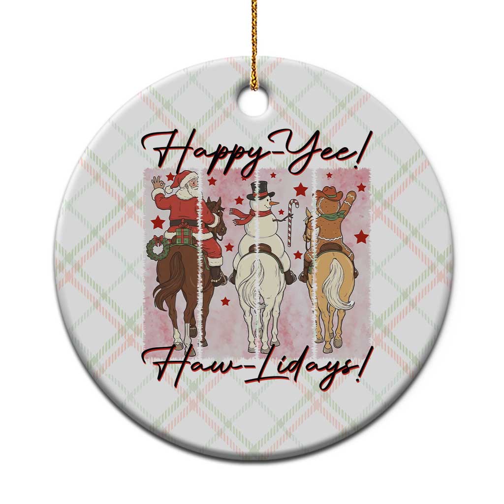 Western Christmas Horse Rider Ceramic Ornament Happy Yee Haw Lidays - Wonder Print Shop