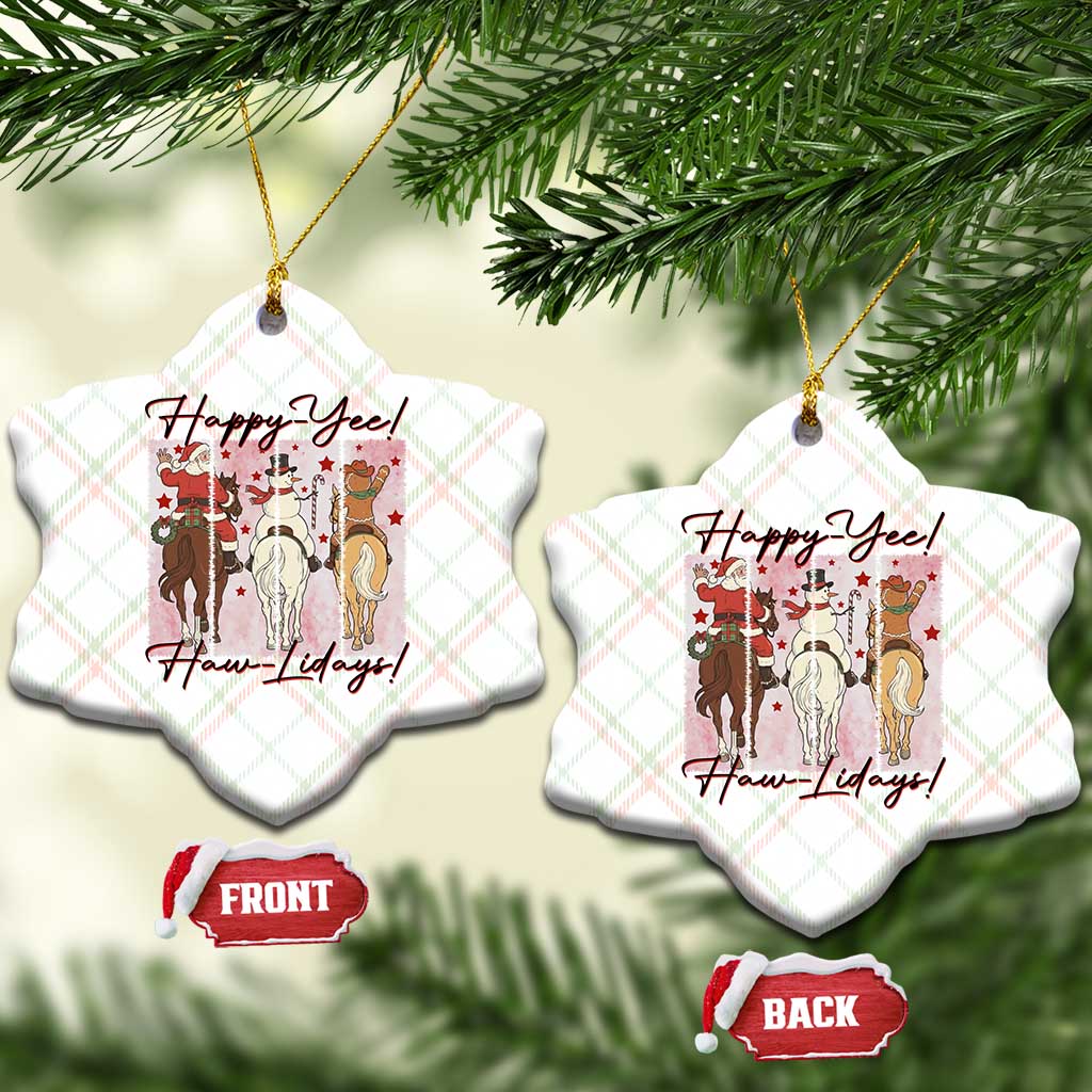 Western Christmas Horse Rider Ceramic Ornament Happy Yee Haw Lidays - Wonder Print Shop