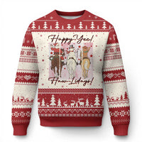 Western Xmas Horse Rider Ugly Christmas Sweater Happy Yee Haw Lidays - Wonder Print Shop