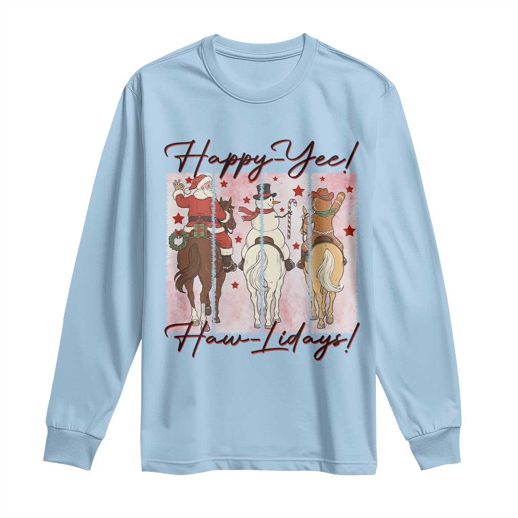 Western Christmas Horse Rider Long Sleeve Shirt Happy Yee Haw Lidays - Wonder Print Shop