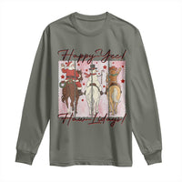 Western Christmas Horse Rider Long Sleeve Shirt Happy Yee Haw Lidays - Wonder Print Shop