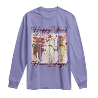 Western Christmas Horse Rider Long Sleeve Shirt Happy Yee Haw Lidays - Wonder Print Shop
