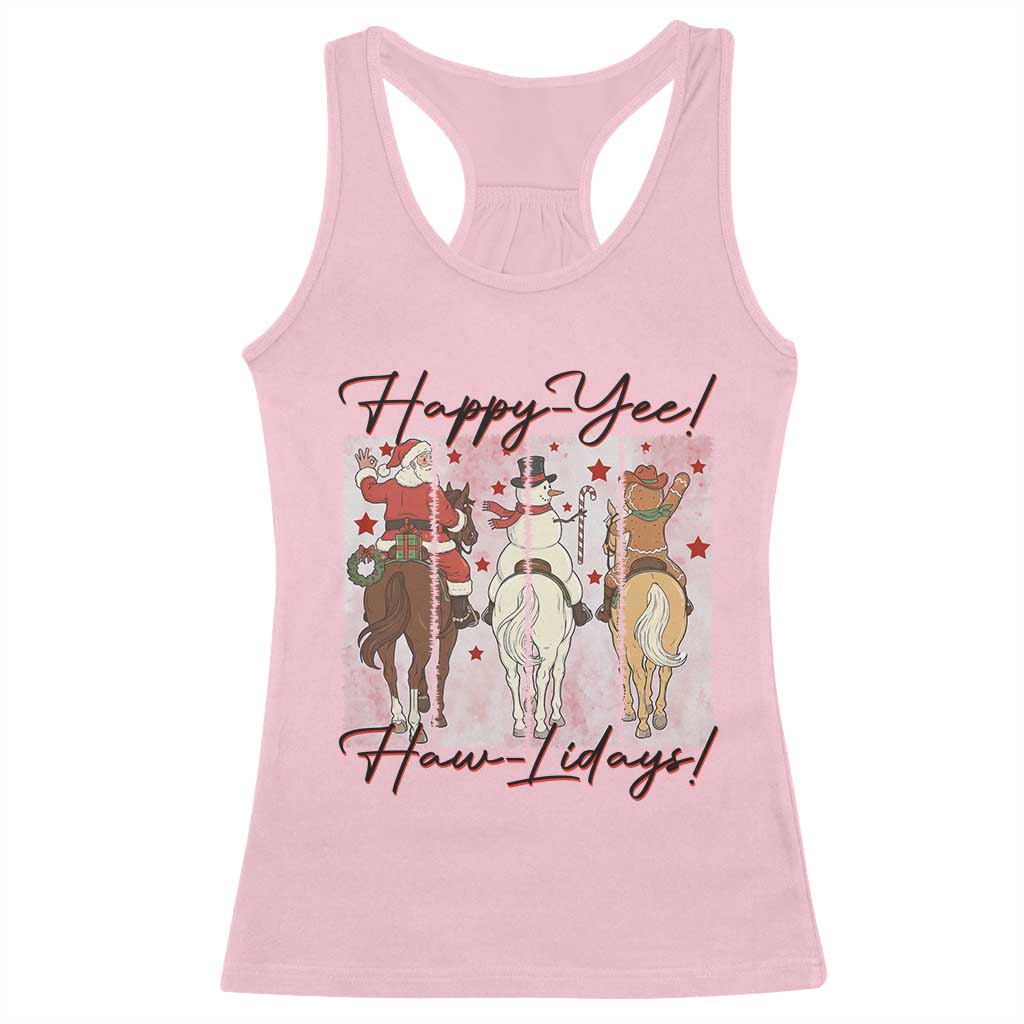 Western Christmas Horse Rider Racerback Tank Top Happy Yee Haw Lidays - Wonder Print Shop