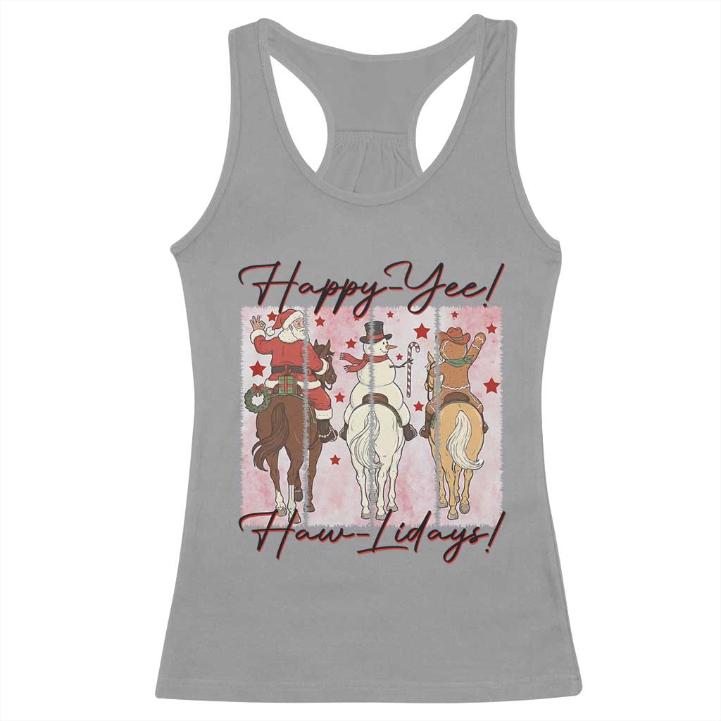 Western Christmas Horse Rider Racerback Tank Top Happy Yee Haw Lidays - Wonder Print Shop