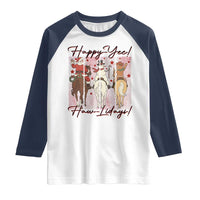 Western Christmas Horse Rider Raglan Shirt Happy Yee Haw Lidays - Wonder Print Shop