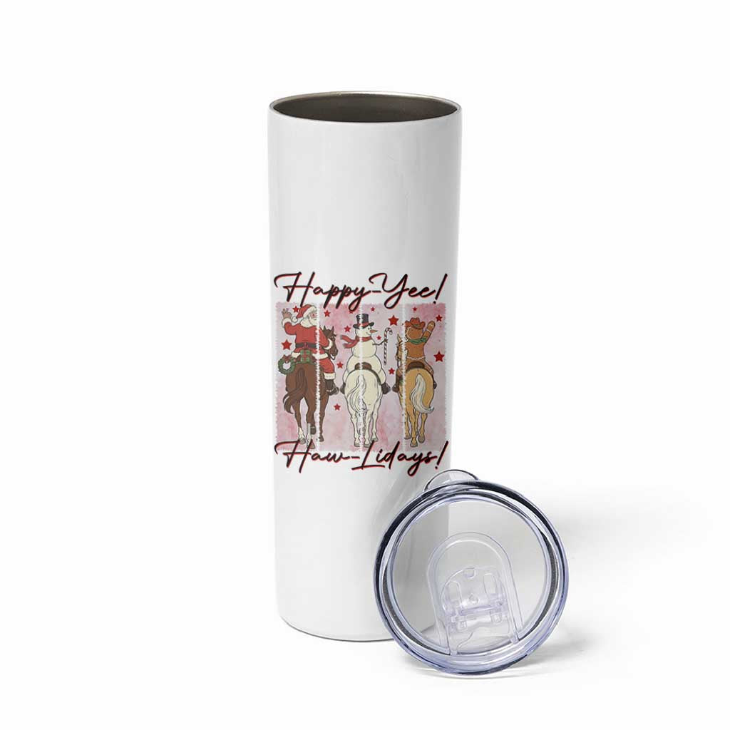 Western Christmas Horse Rider Skinny Tumbler Happy Yee Haw Lidays - Wonder Print Shop