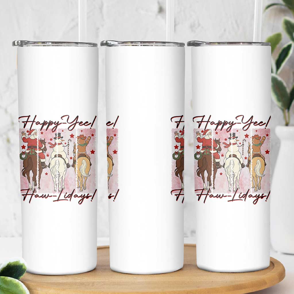 Western Christmas Horse Rider Skinny Tumbler Happy Yee Haw Lidays - Wonder Print Shop