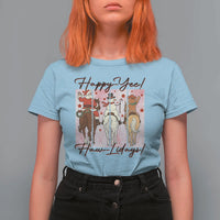 Western Christmas Horse Rider T Shirt For Women Happy Yee Haw Lidays - Wonder Print Shop