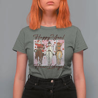 Western Christmas Horse Rider T Shirt For Women Happy Yee Haw Lidays - Wonder Print Shop