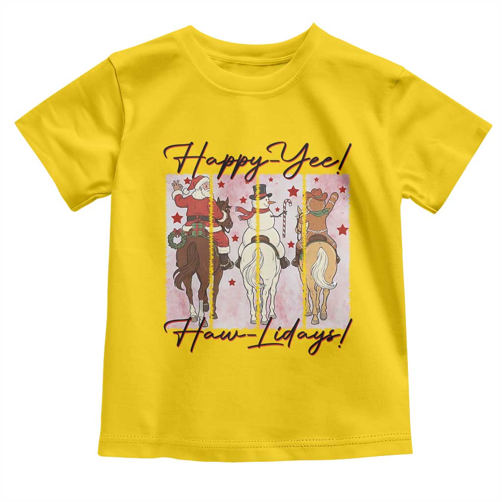 Western Christmas Horse Rider Toddler T Shirt Happy Yee Haw Lidays - Wonder Print Shop