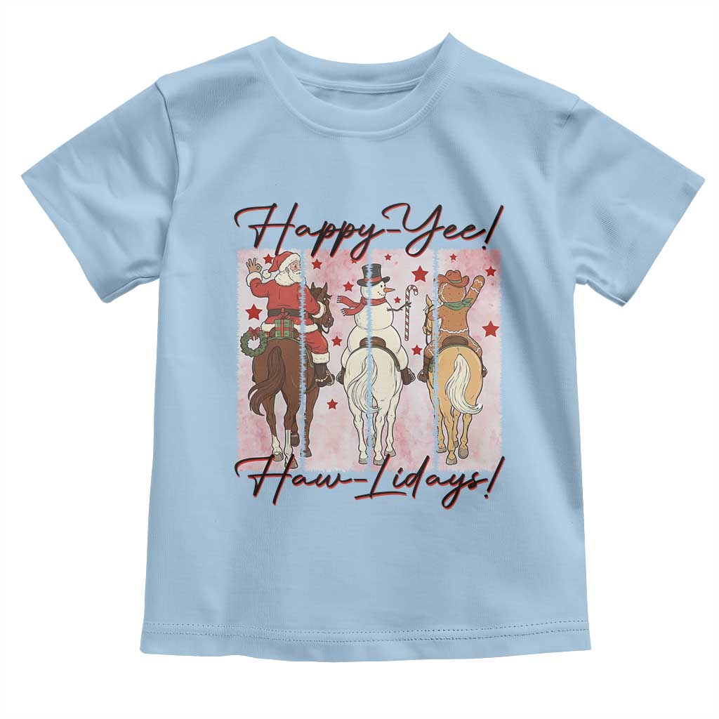 Western Christmas Horse Rider Toddler T Shirt Happy Yee Haw Lidays - Wonder Print Shop