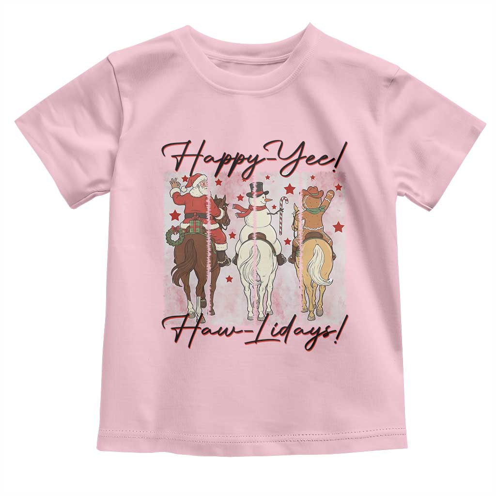 Western Christmas Horse Rider Toddler T Shirt Happy Yee Haw Lidays - Wonder Print Shop