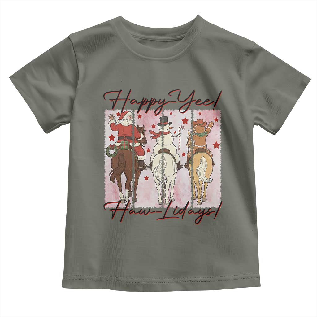 Western Christmas Horse Rider Toddler T Shirt Happy Yee Haw Lidays - Wonder Print Shop