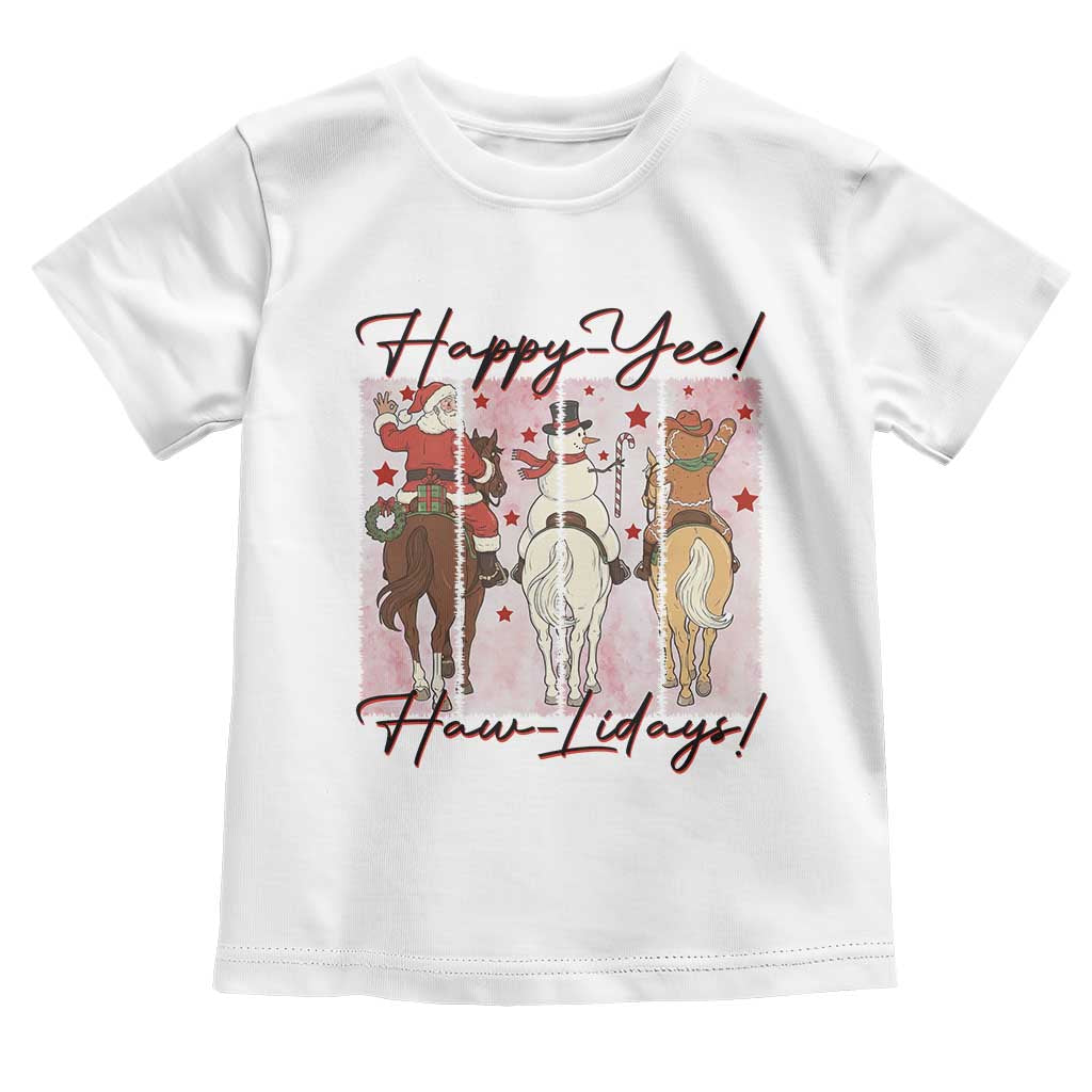 Western Christmas Horse Rider Toddler T Shirt Happy Yee Haw Lidays - Wonder Print Shop