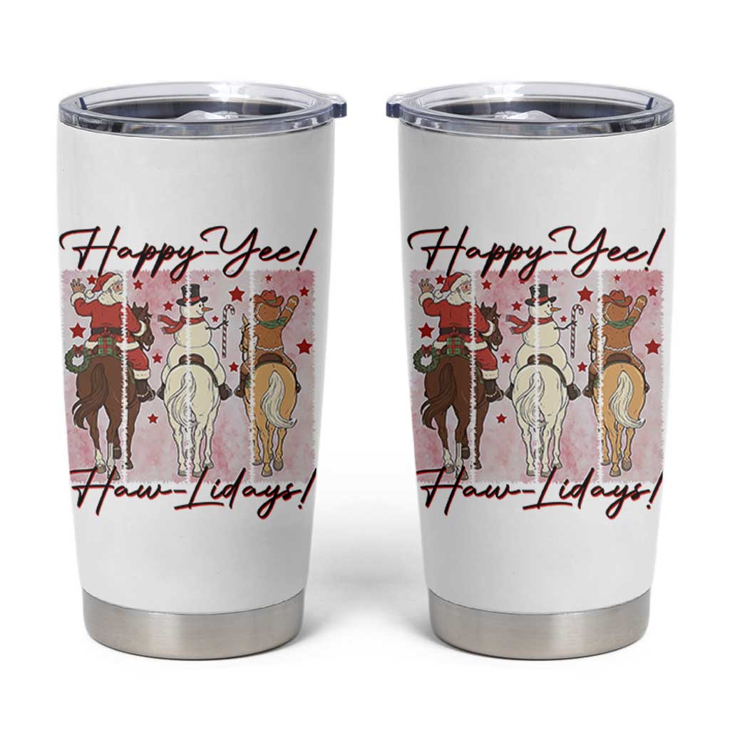Western Christmas Horse Rider Tumbler Cup Happy Yee Haw Lidays - Wonder Print Shop