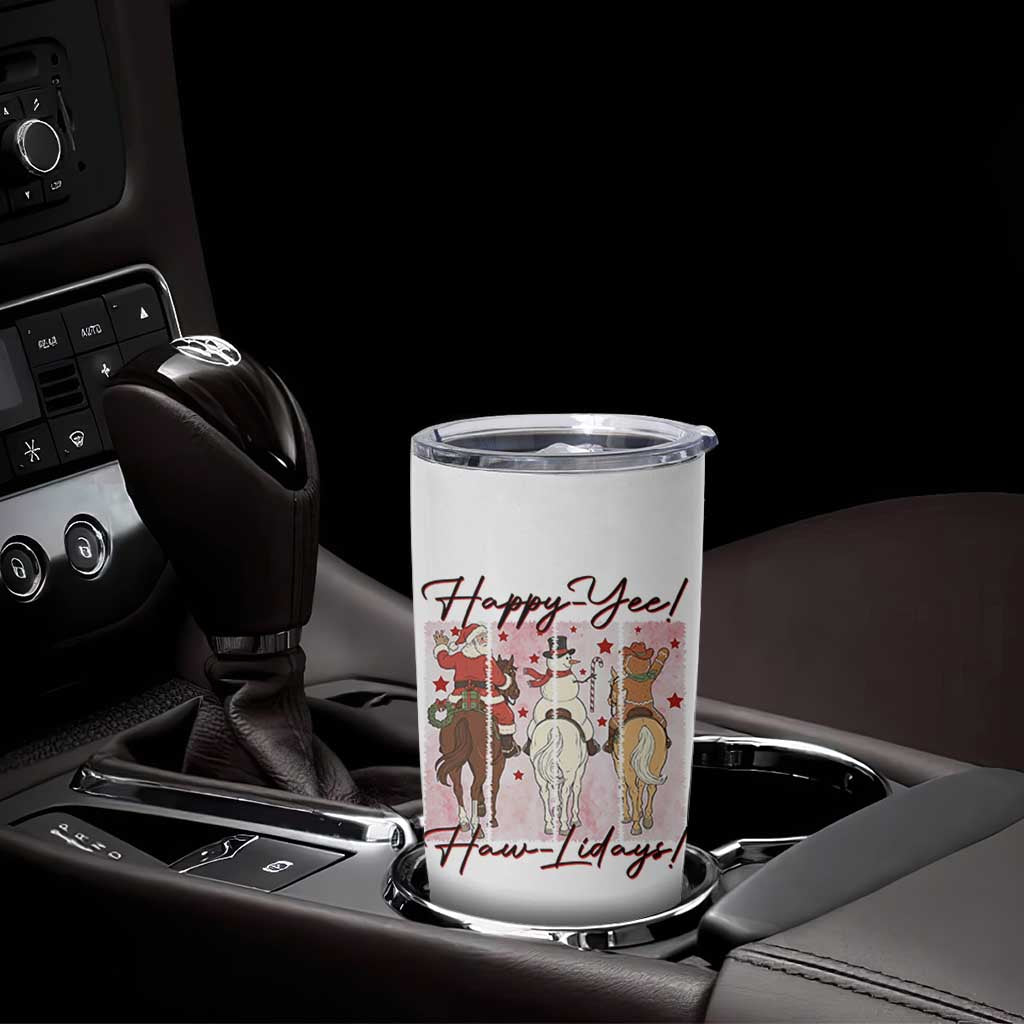 Western Christmas Horse Rider Tumbler Cup Happy Yee Haw Lidays - Wonder Print Shop