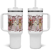 Western Christmas Horse Rider Tumbler With Handle Happy Yee Haw Lidays - Wonder Print Shop