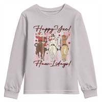 Western Christmas Horse Rider Youth Sweatshirt Happy Yee Haw Lidays - Wonder Print Shop