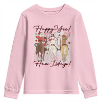 Western Christmas Horse Rider Youth Sweatshirt Happy Yee Haw Lidays - Wonder Print Shop