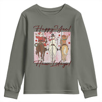 Western Christmas Horse Rider Youth Sweatshirt Happy Yee Haw Lidays - Wonder Print Shop