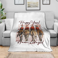 Happy Yee Haw Lidays Throw Blanket Western Christmas Horse Rider Cowgirl Gift - Wonder Print Shop