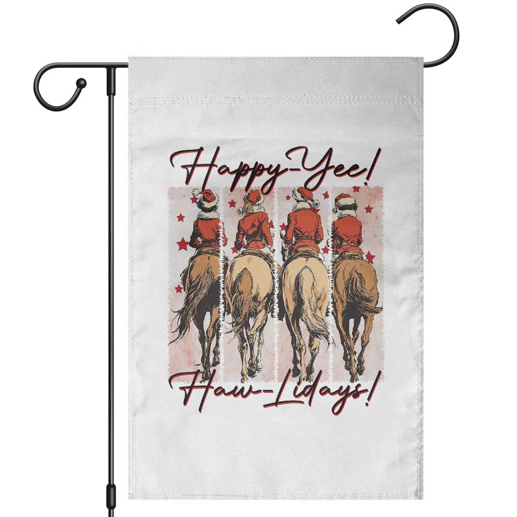 Happy Yee Haw Lidays Garden Flag Western Christmas Horse Rider Cowgirl Gift - Wonder Print Shop
