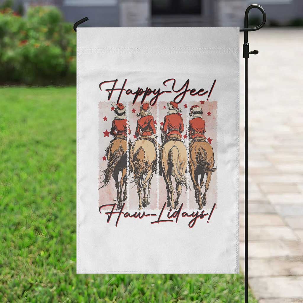 Happy Yee Haw Lidays Garden Flag Western Christmas Horse Rider Cowgirl Gift - Wonder Print Shop