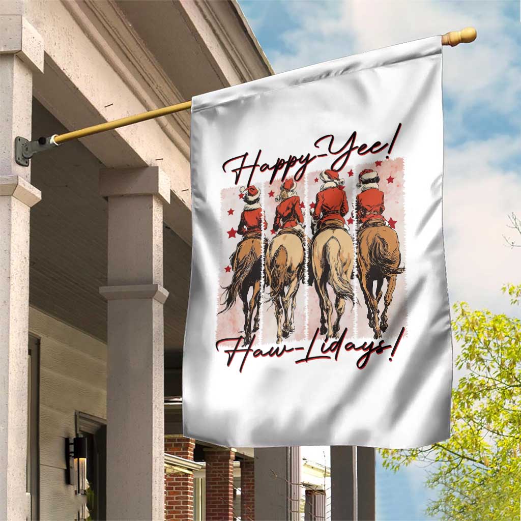 Happy Yee Haw Lidays Garden Flag Western Christmas Horse Rider Cowgirl Gift - Wonder Print Shop