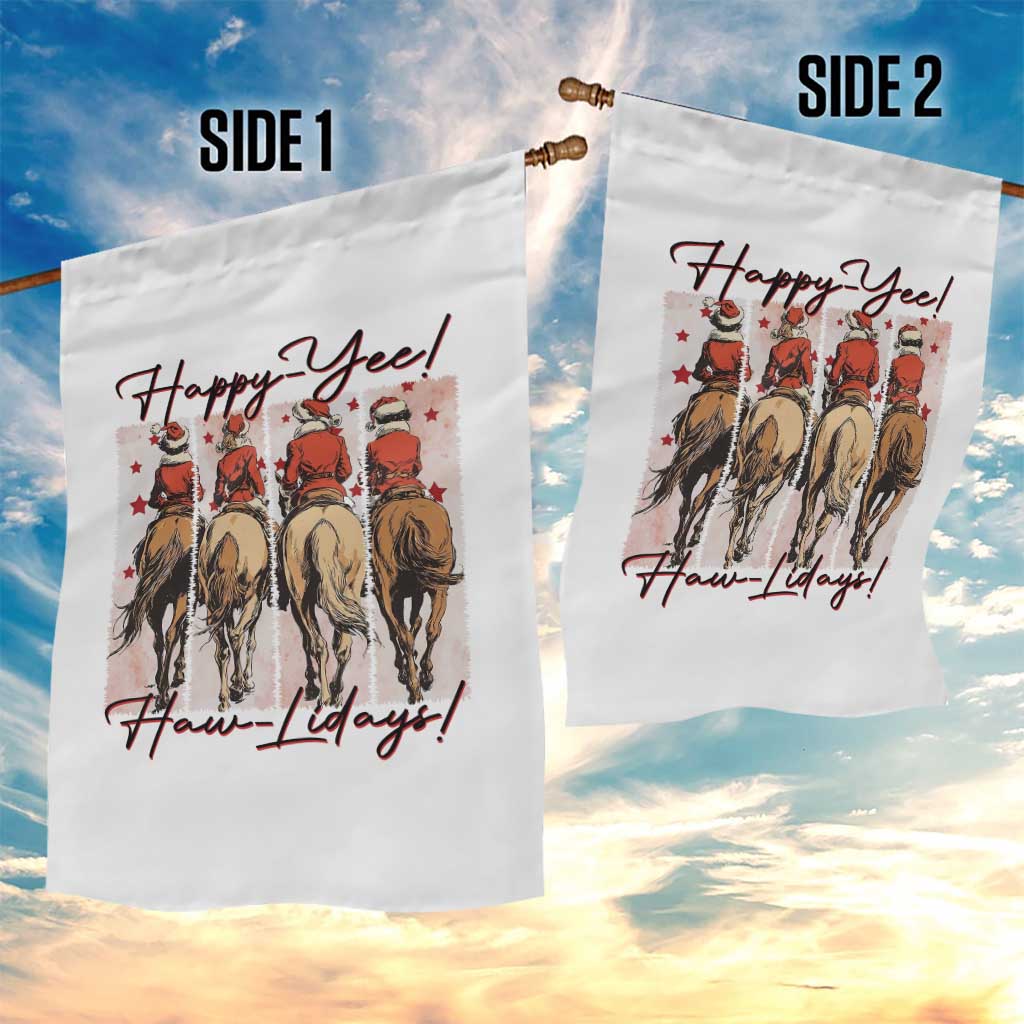 Happy Yee Haw Lidays Garden Flag Western Christmas Horse Rider Cowgirl Gift - Wonder Print Shop