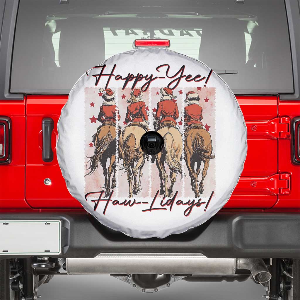 Happy Yee Haw Lidays Spare Tire Cover Western Christmas Horse Rider Cowgirl Gift - Wonder Print Shop