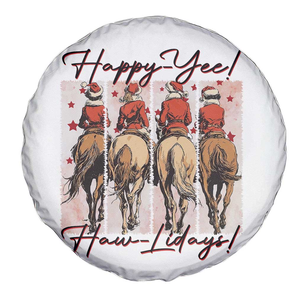 Happy Yee Haw Lidays Spare Tire Cover Western Christmas Horse Rider Cowgirl Gift - Wonder Print Shop