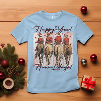 Happy Yee Haw Lidays T Shirt Western Christmas Horse Rider Cowgirl Gift - Wonder Print Shop