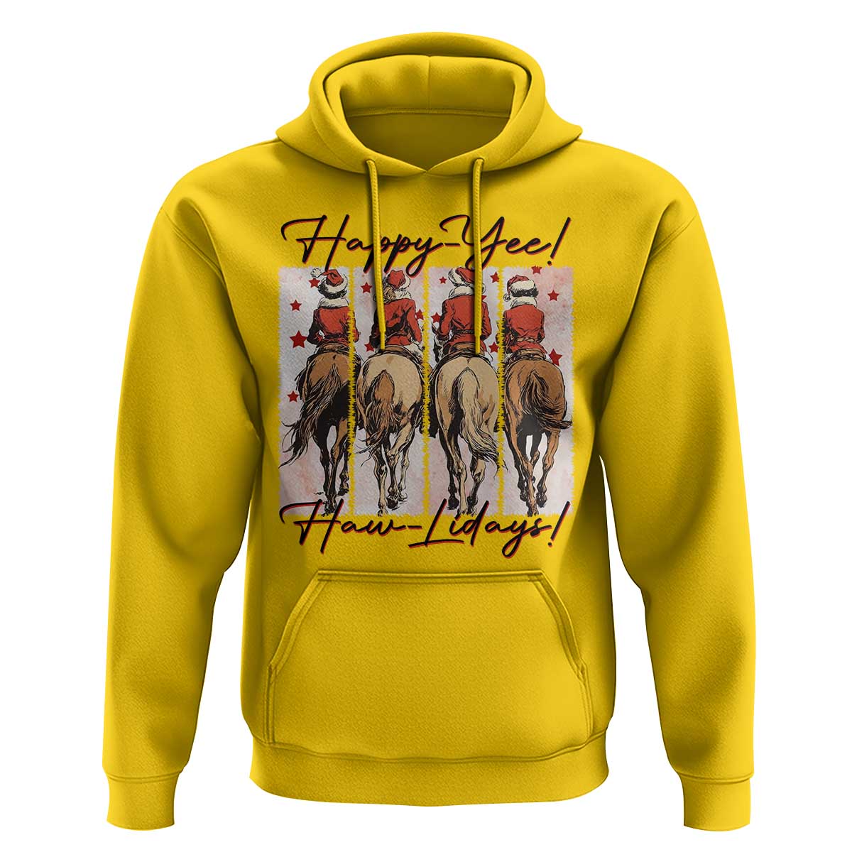 Happy Yee Haw Lidays Hoodie Western Christmas Horse Rider Cowgirl Gift - Wonder Print Shop